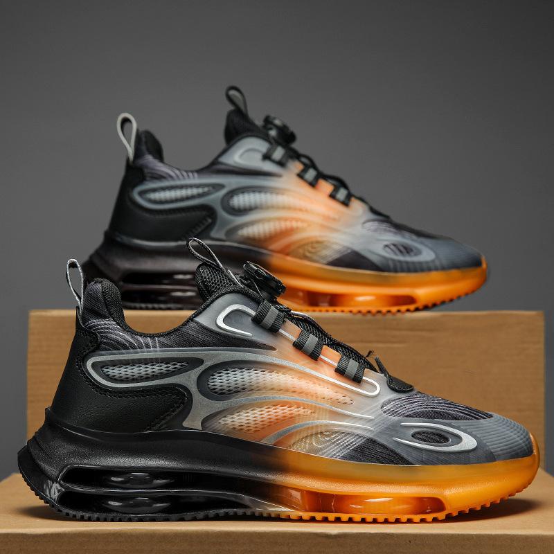 

Rotating button men s shoes autumn breathable junior high school students popcorn bottom running shock absorption casual mesh sports tide shoes 44