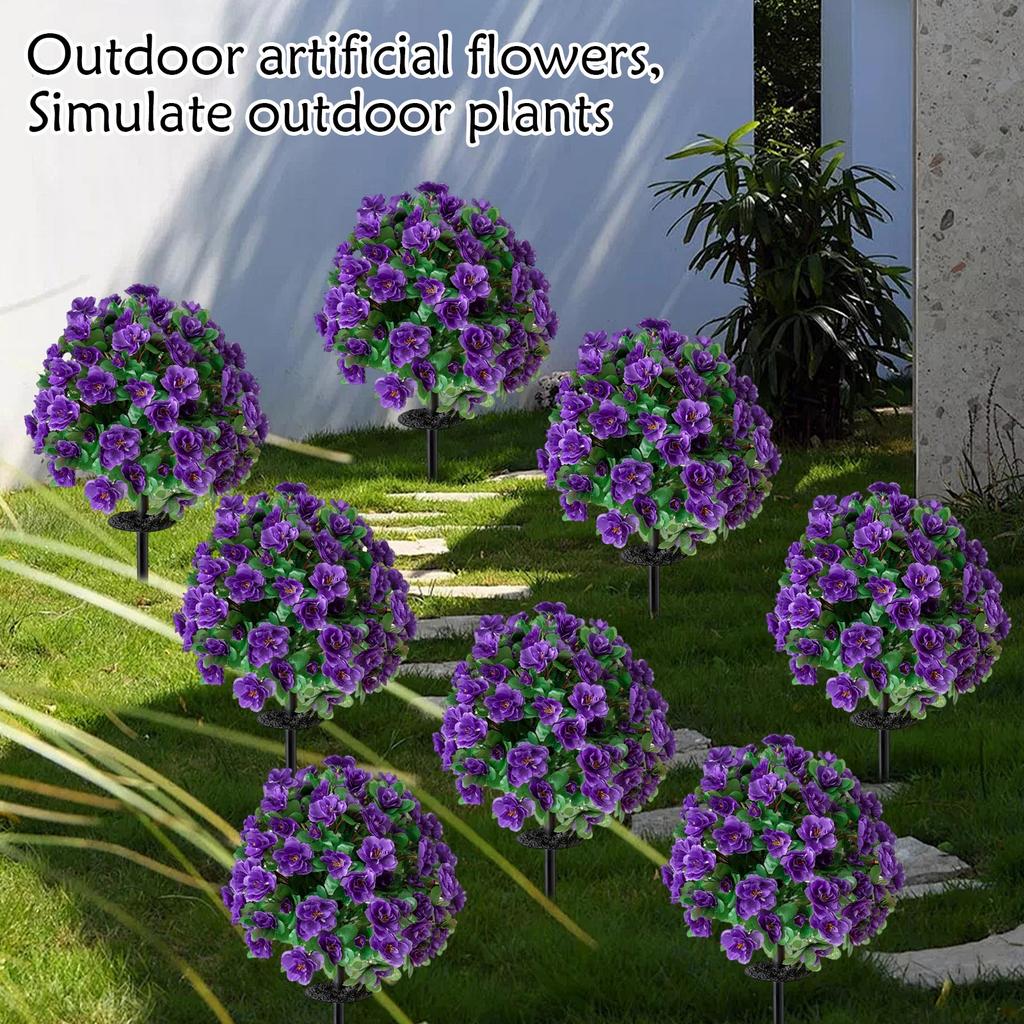 Artificial Outdoor Flowers, Simulated Outdoor Plants, Artificial Plants, Shaped Balls, Artificial Outdoor Set (2 ), With Ground, Suitable For Home Po