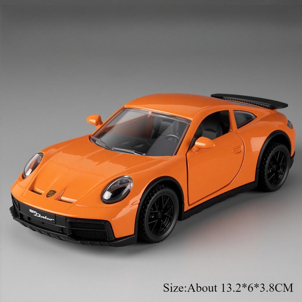 1:32 Scale 911 Dakar Gt3 Sports Car Model Toy Alloy Body Doors Opened Supercar Models Sound Light Police Cars Kids Presents