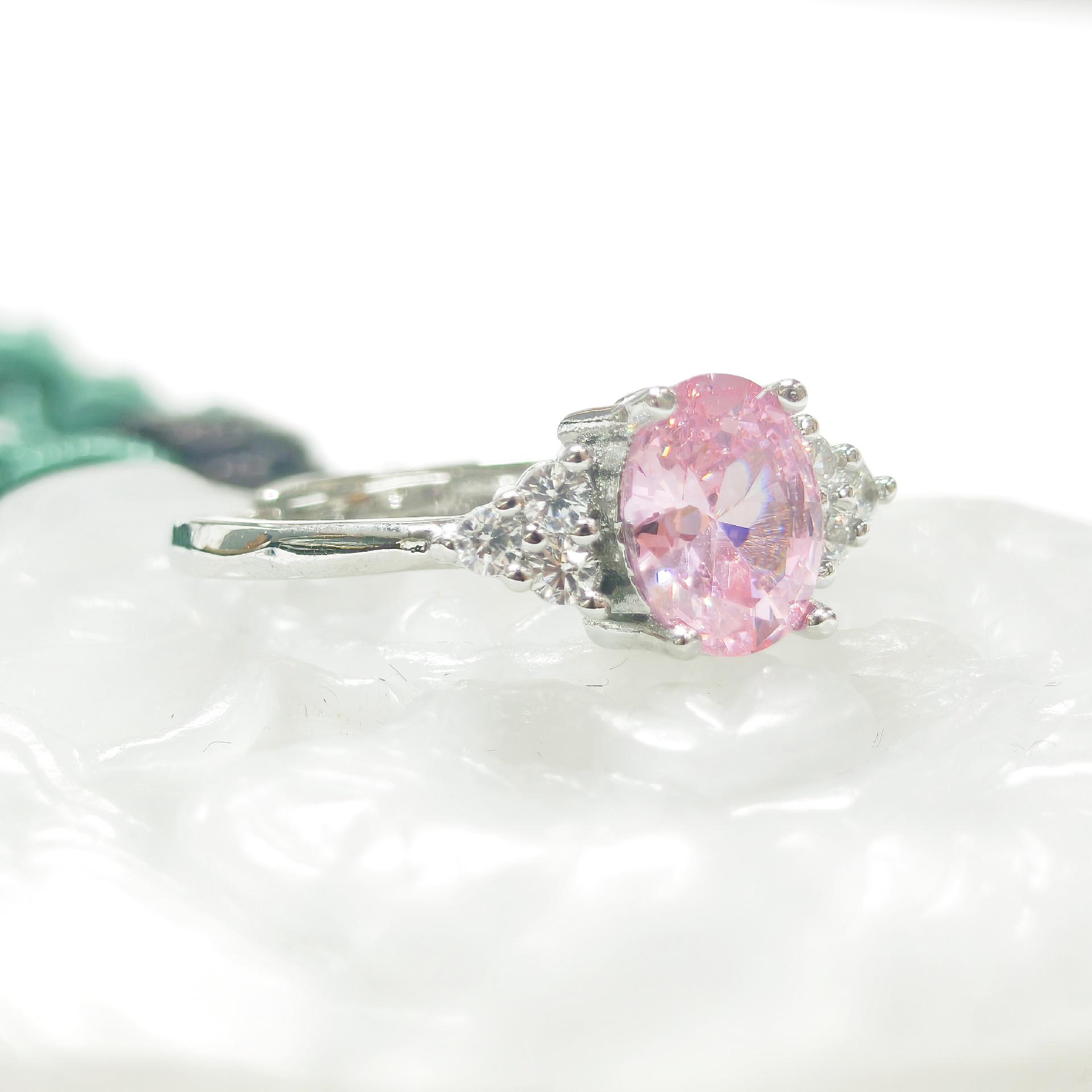 2025 Gessen Jewelry Red Corundum Egg-Shaped Open Ring with Colorful Gemstones One Size
