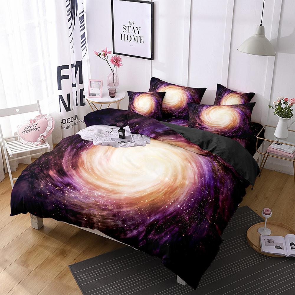 Luxury Galaxy Dark Blue Bedding Set Twin Full Queen King Size Duvet/Quilt Cover Set Shining Stars Starry Sky Comforter Cover