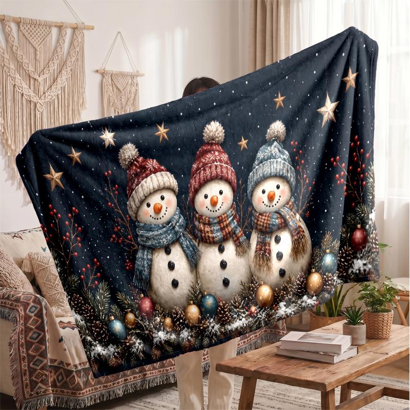 Christmas Flannel Throw Blanket Soft Warm Cozy For Sofa Bed Indoor Home Use Great Holiday Gift