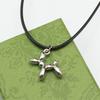 3D Balloon Dog Pendant Necklaces for Women Gold PU Leather Rope Robotic Animal Clavicle Choker Collar Wedding Girl Gift
