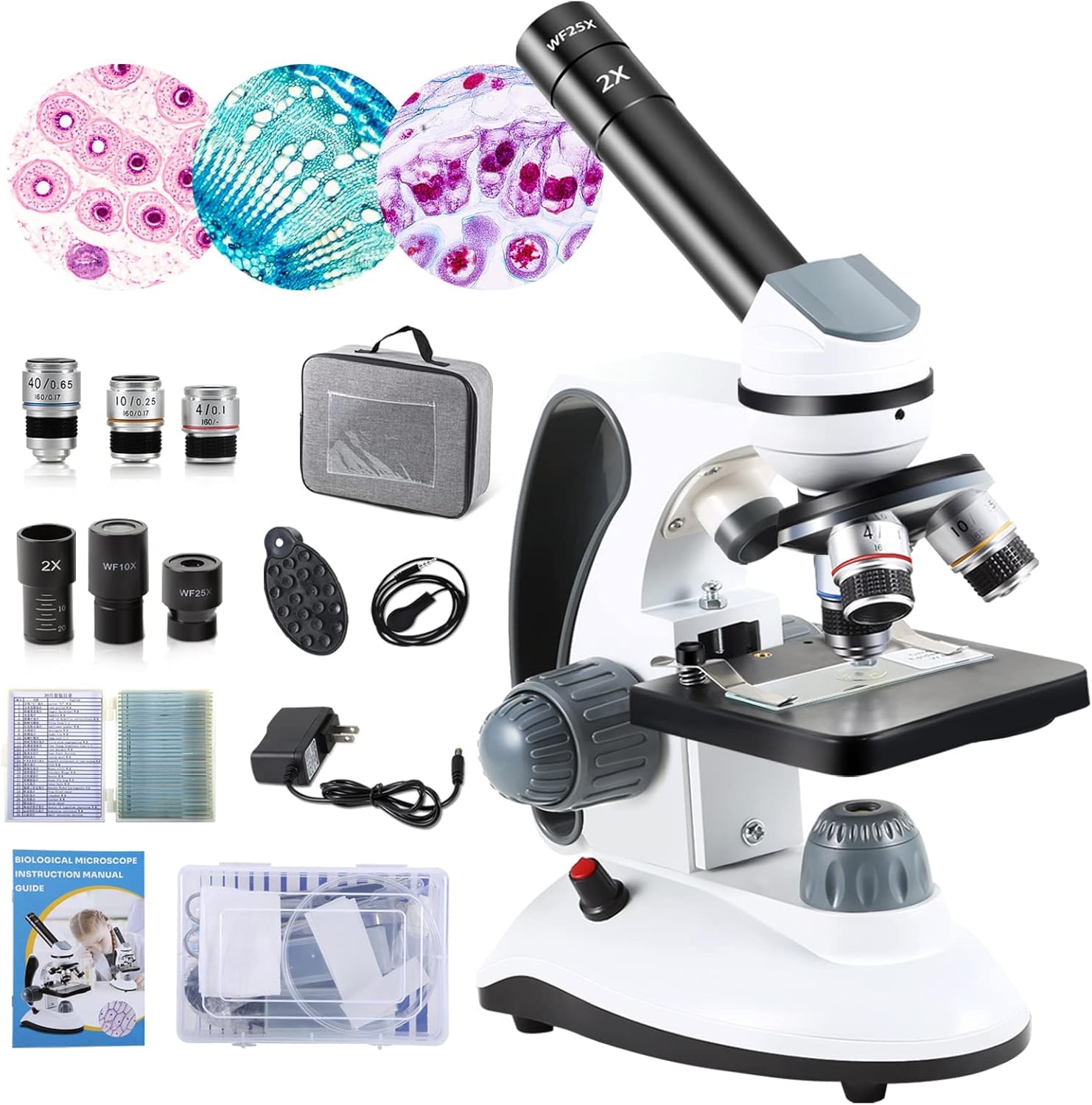 

Crspexil Kids Microscope [40X-2000X, Specimen Included] with Phone Adapter, Holds 30 Cell Sections, Includes Japanese Instructions, Ideal for