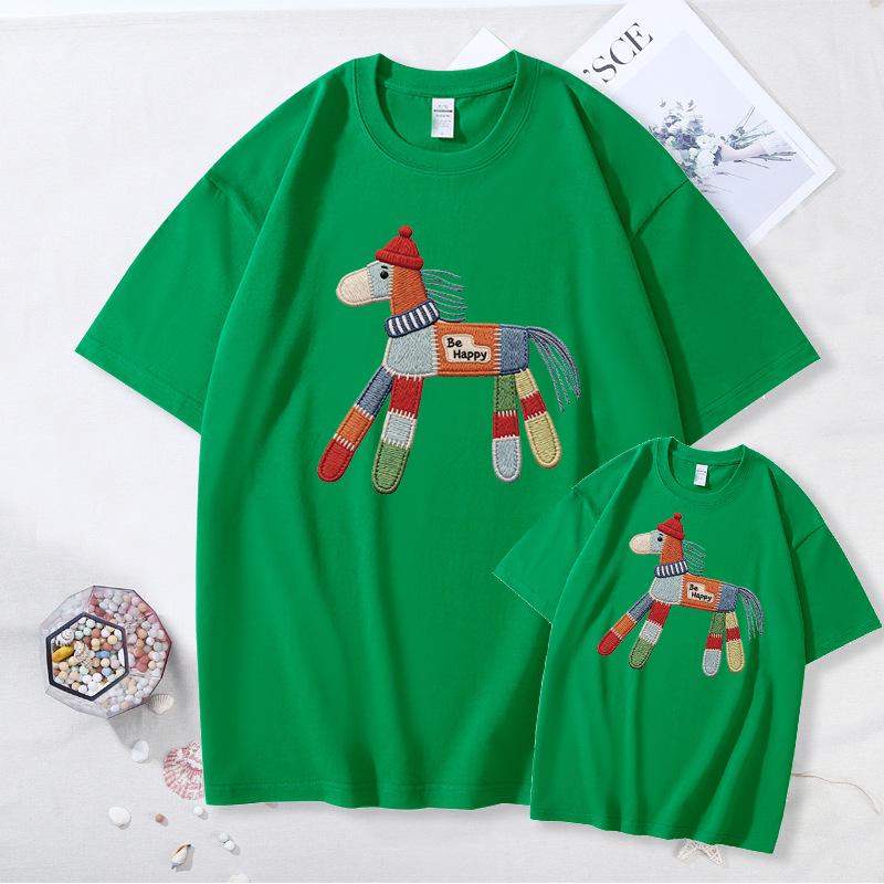 2026 Year of the Horse Red T-Shirt - Unisex Cotton Short Sleeve for Family Photos & New Year Greetings