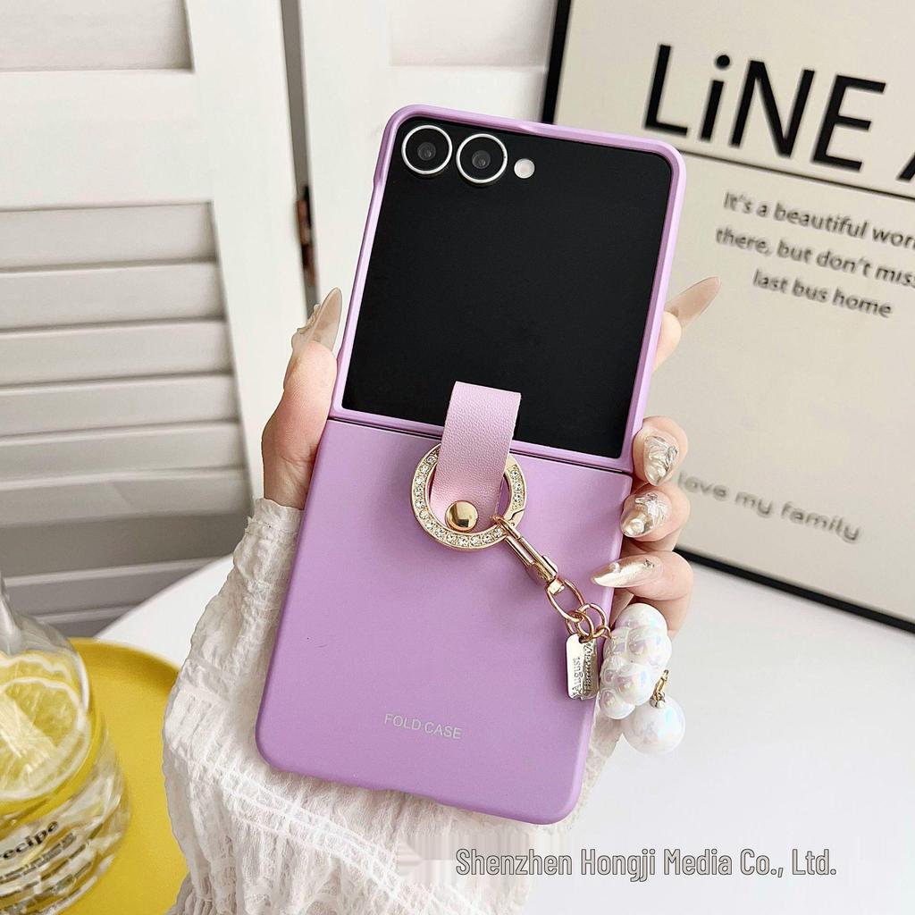 Samsung Z Flip7 Frosted Skin-Feel Case with Hand Strap - Drop-Proof Protective Cover for Flip6