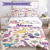 3pcs Custom Name Dinosaur Bedding Set Duvet Cover Closure Includes 1 Duvet Cover & 2 Pillowcases, Soft and Comfortable for All Seasons.