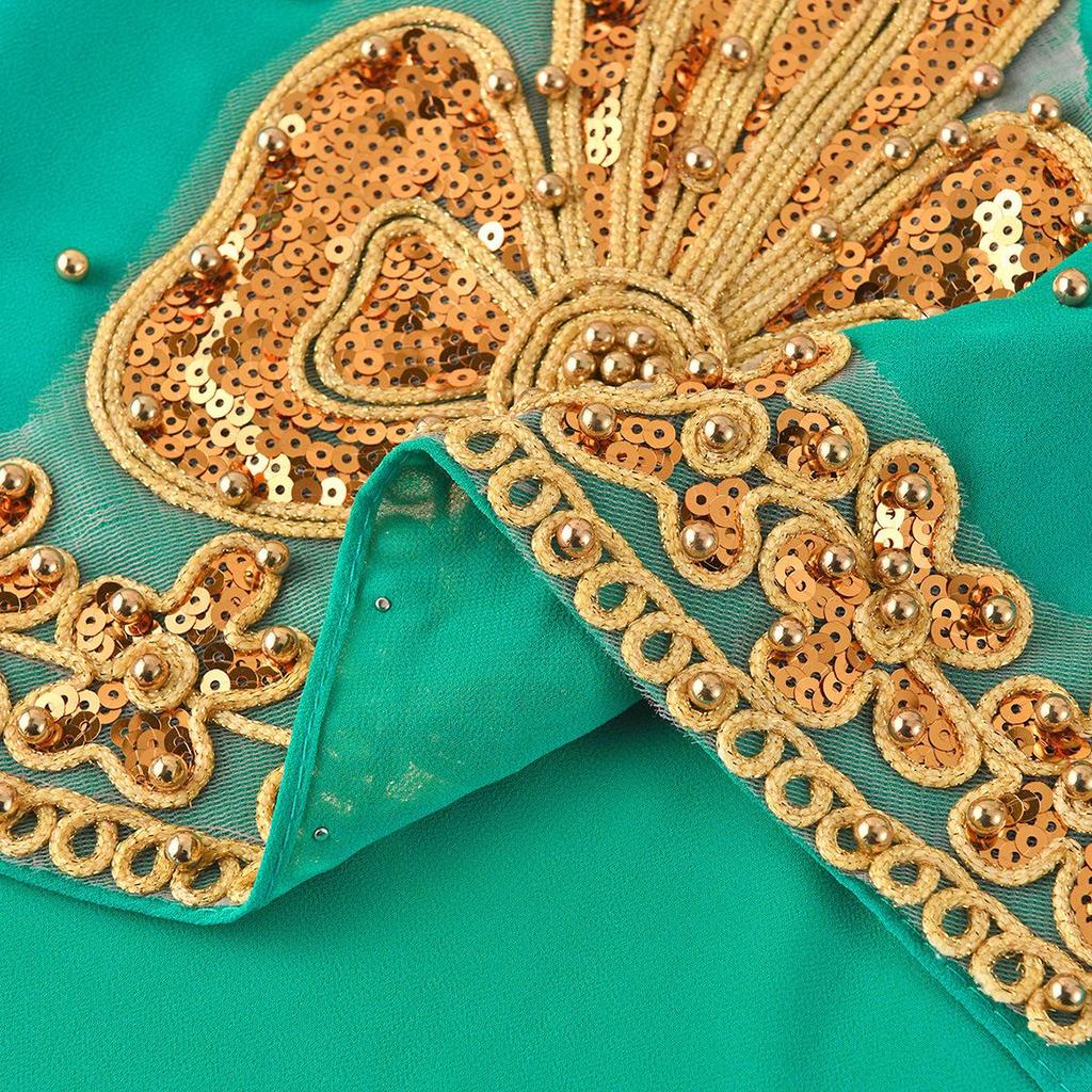 Ethnic Style Pearl Beaded Chiffon Headscarf with Rolled Edge