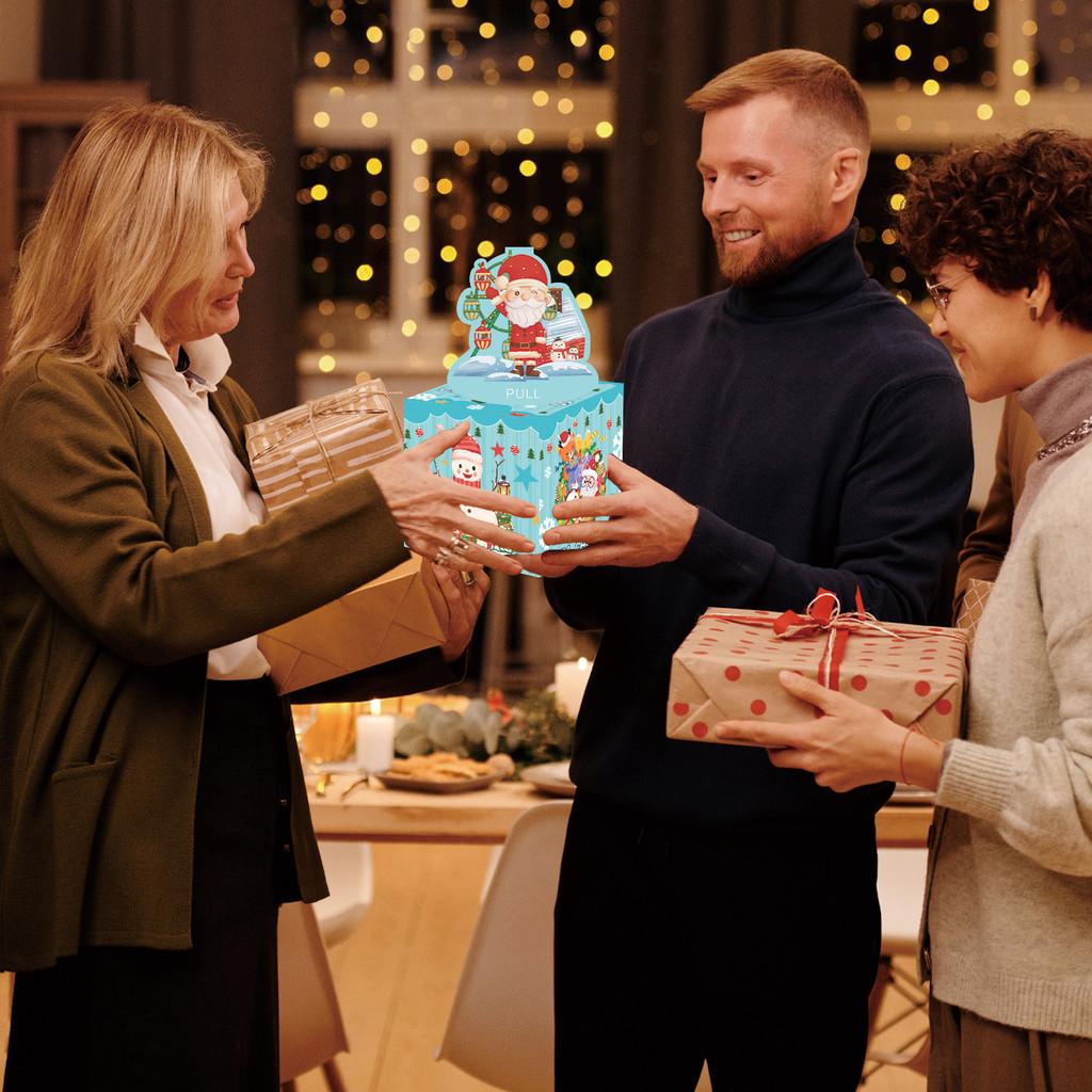 Snowman Santa Blue Claus Pattern Gift Box Christmas Decoration Prop Atmosphere