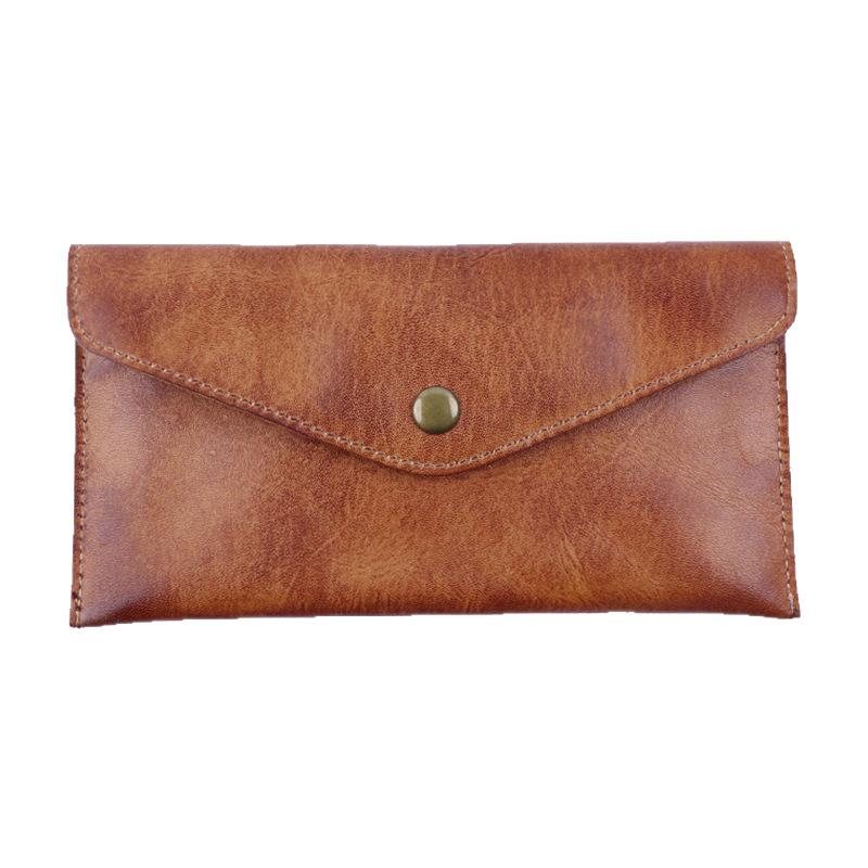 New Top Layer Cowhide Phone Bag for Women, Simple Vegetable Tanned Leather Wallet, Cowhide Wallet, Envelope Bag for Men