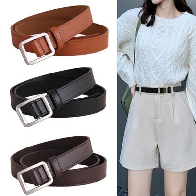 Women Belt for Jeans Dresses Pants Casual Faux Leather Waist Belt Ladies Jeans Thin Belt Accessory for Daily Wear