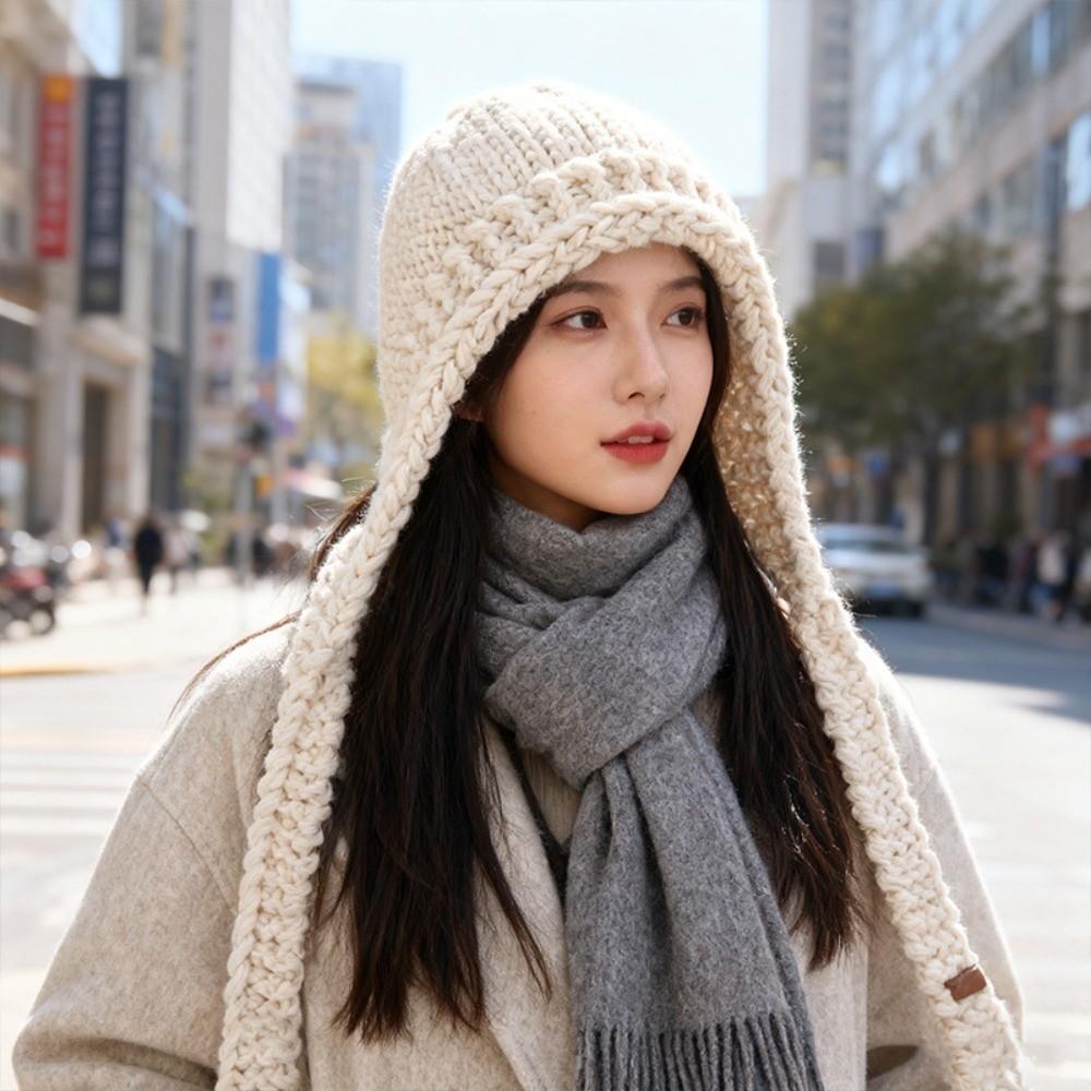 

Тепло для ушей Вязаная балаклава Шапка Дышащая шапка-бини Вязаная шапка для осенне-зимнего сезона бежевый