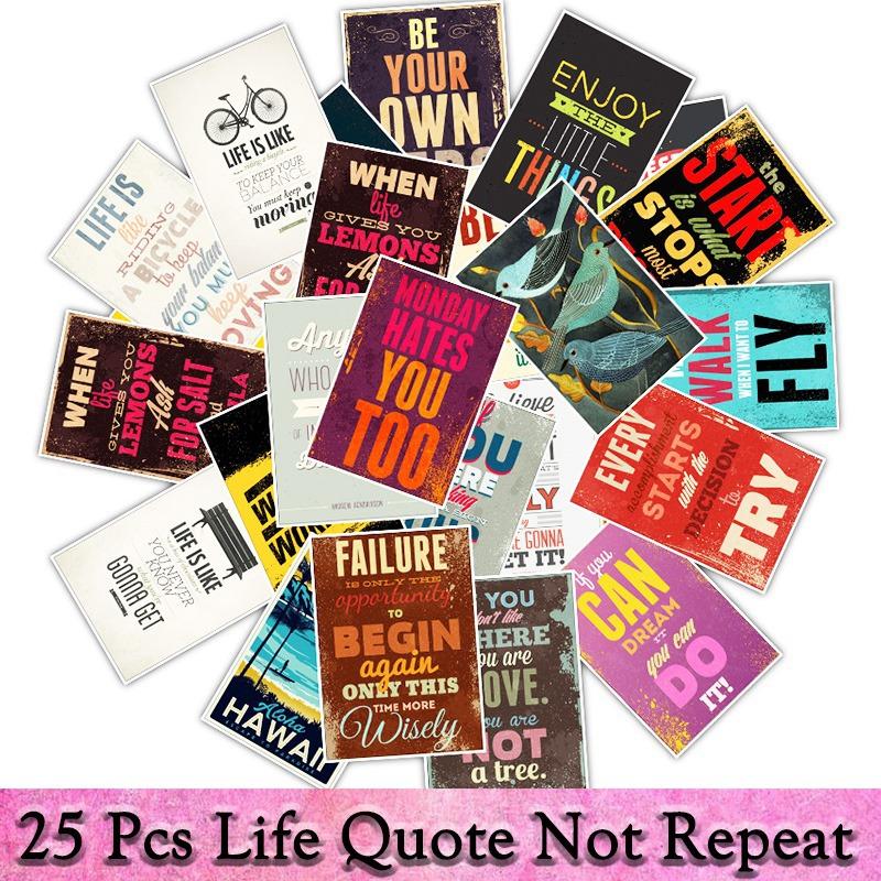 25 Inspirational Motto Poster Stickers Wish Hot Car Motorcycle Electric Car Suitcase Waterproof Stickers
