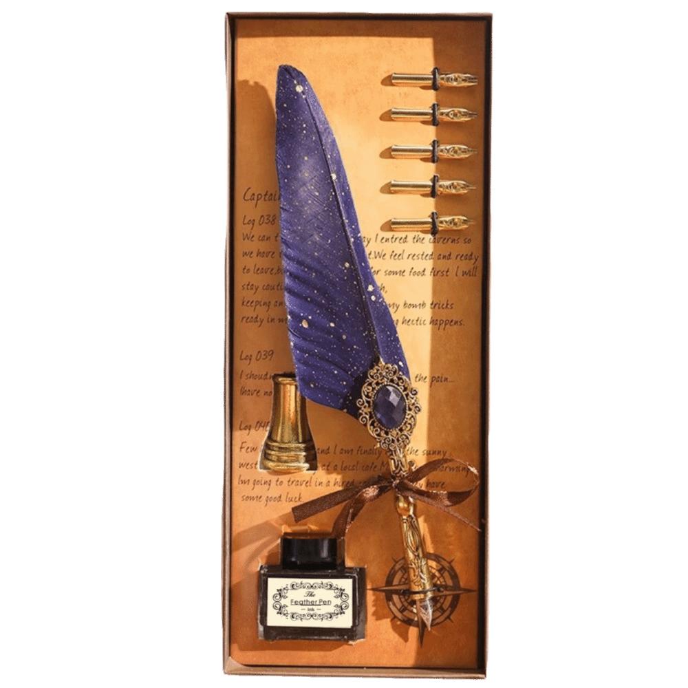 Classic Feather Shape Feather Dip Pen Replaceable Nib Dip Pen Set Calligraphy Pen  Calligraphy Art фиолетовый