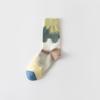 Gradient Socks Niche Design Pure Cotton Socks Personalized Oil Painting Internet Celebrity Trendy Versatile Mid-Leg Socks