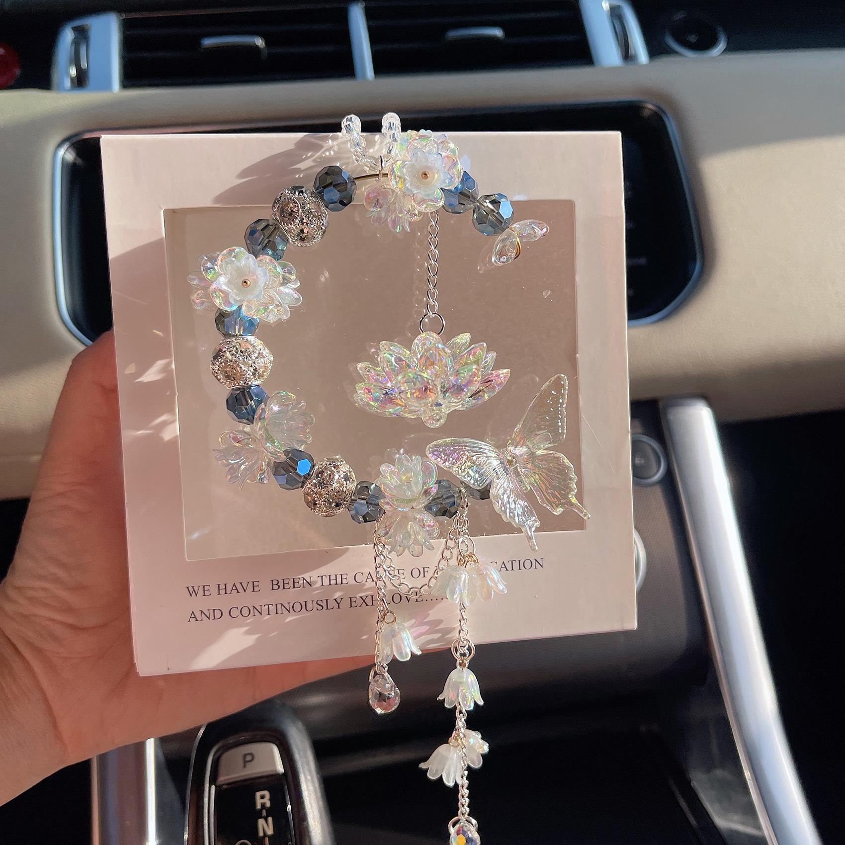 

Lucky for Lotus Moon Fairy Car Hanging Ornament Rearview Mirror Pendant Decoration for Women S Cars