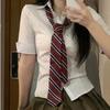 Women's Two Piece Outfit Short Sleeve Blouse V-Shaped Waist Pleated Skirt Preppy Academy Style JK Uniform Matching Set