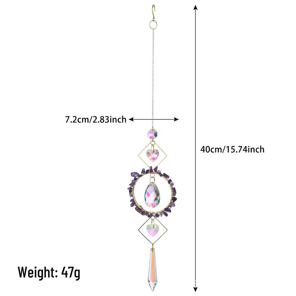 Crystal Sun Catcher Pendant with Wind Chime and Natural Stone