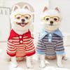Pet Polo Shirt With Stripe Design Warm Fleece Dog Cat British Shorthair Hairless Cats Fall Winter