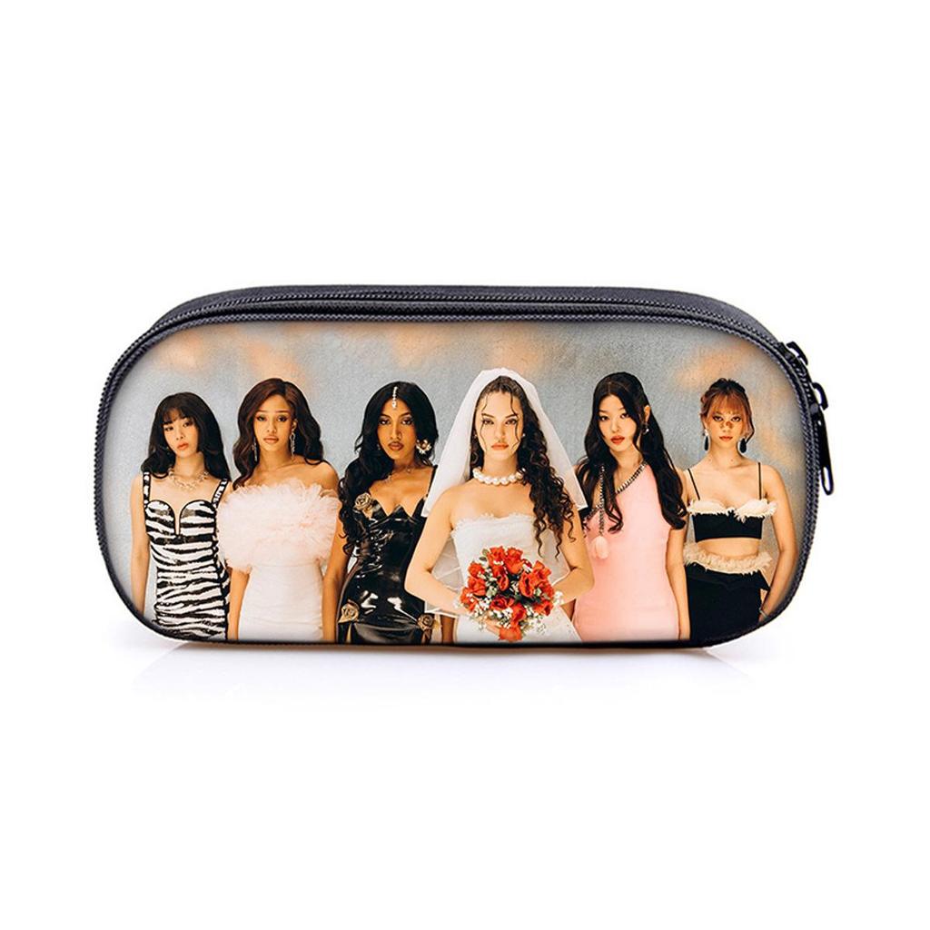 Kpop Catseye Student Pencil Case with Compartments - DIY Storage Stationery Bag