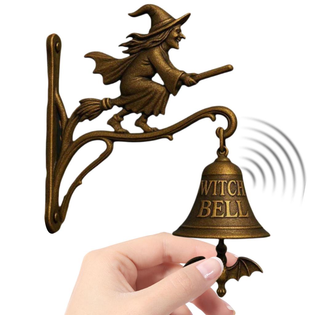 Halloween Witch Bells Multi-Purpose Broom-Riding Witch Bell Wear Resist Resin Broom Witch Doorbells for Door Decorative Hanger