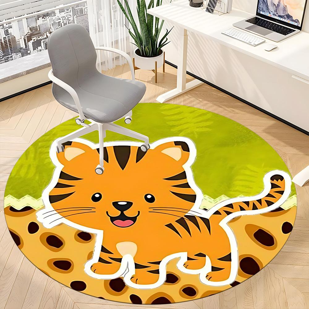 1pc Tiger Print Chair Carpet for Office, Soft Comfortable Mat For Office, Living Room, Bedroom, Machine Washable Carpet Yy251112005