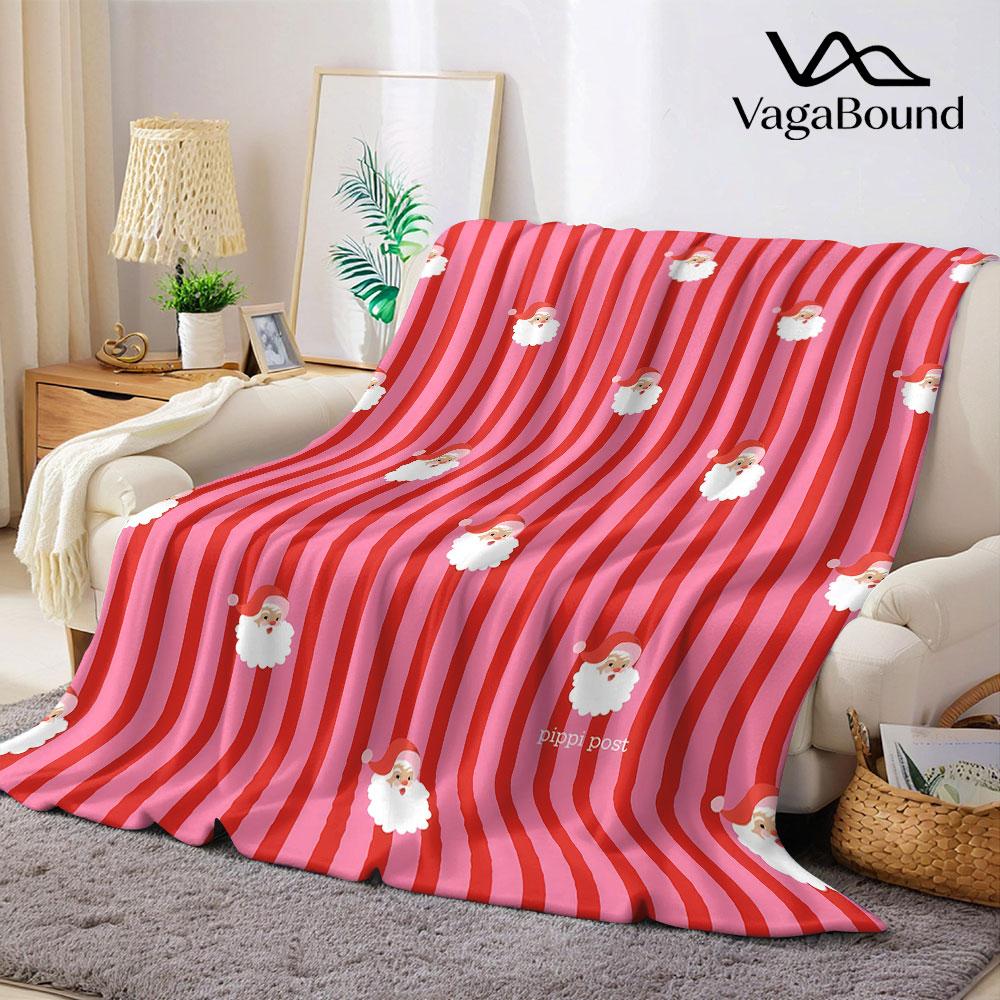 Cute Santa Ditsy Flannel Blanket Warm Soft Halloween Christmas Couch Warm Cozy Decorative Decor Gift for All Season