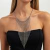 Charm Multi Layer Necklace Silver Metal Chain Mesh Choker Simple Bohemian Collarbone Chain  Women