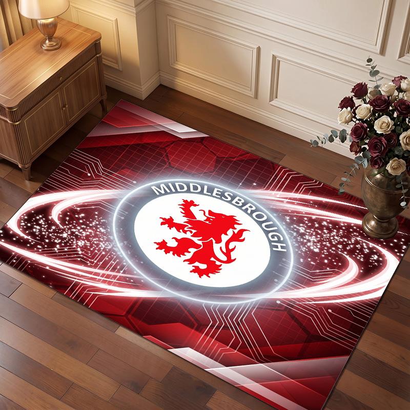 Tappeto in Velluto di Cristallo con Stampa del Middlesbrough Football Club, Comodo Assorbente d'Acqua Antiscivolo Tappeto per Pavimenti Interni