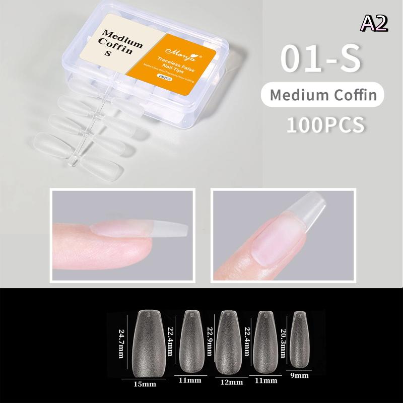 

100 Pcs/Box Fake Nails No Polishing No Trace Demal Press On False Thin Nail Tips For Extension Home Diy A2