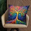 Colorful Tree Of Life Pillow Cover 2D Printed Polyester Sofa Cushion Case For Home, Beach & Camping Decor