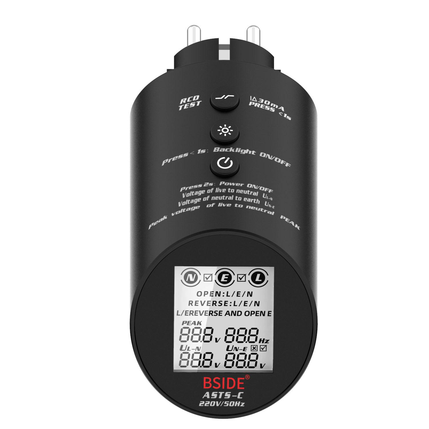 

BSIDE ASTS Circuit Analyzer - Socket Tester for Ground/Polarity/Wiring Faults with LCD Display