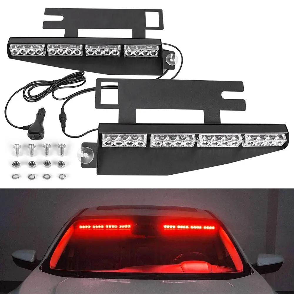 32 LED Emergency Strobe Lights Visor Safety Warning Hazard Dash Windshield Light for Volunteer Vehicles Trucks