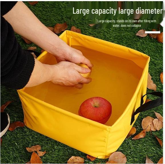 Foldable Square Water Bucket with Large Capacity - Portable Travel Storage for Tableware and Toiletries.