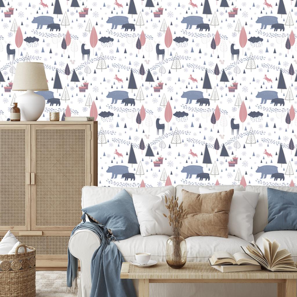 Scandinavian style animal wallpaper for living room and bedroom 50x1000