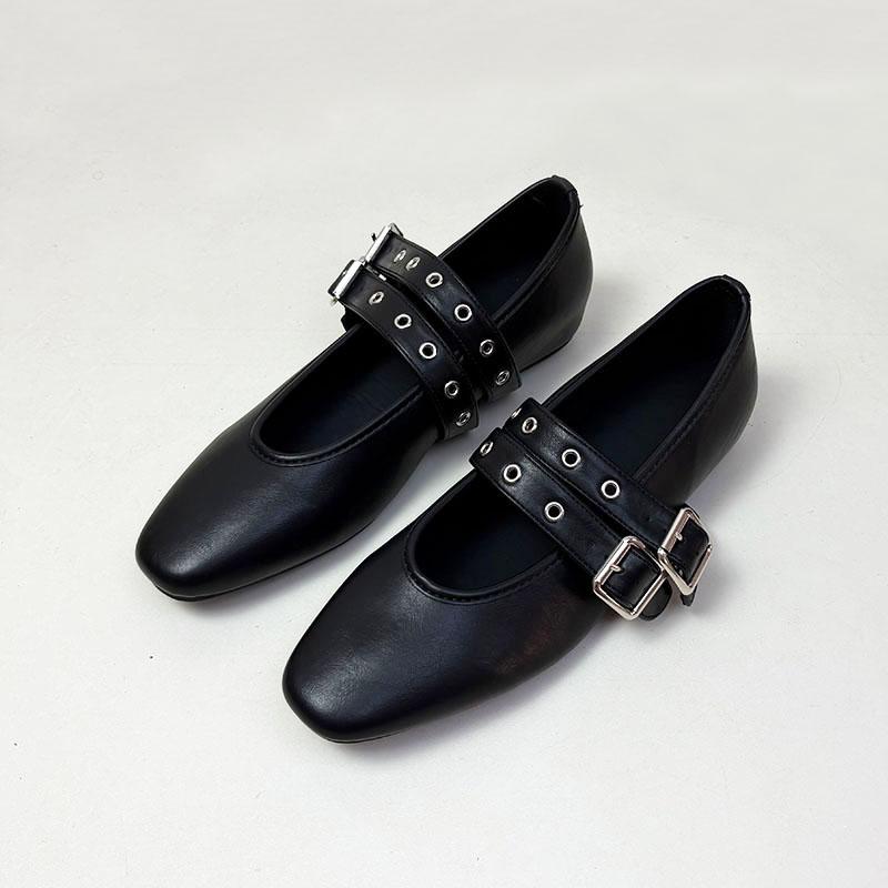 Fashion Fashion Buckle Strap Ladies Mary Janes Flats Shoes Female Shallow Women Ballet Flats Shoes With Height Increasing Footwear