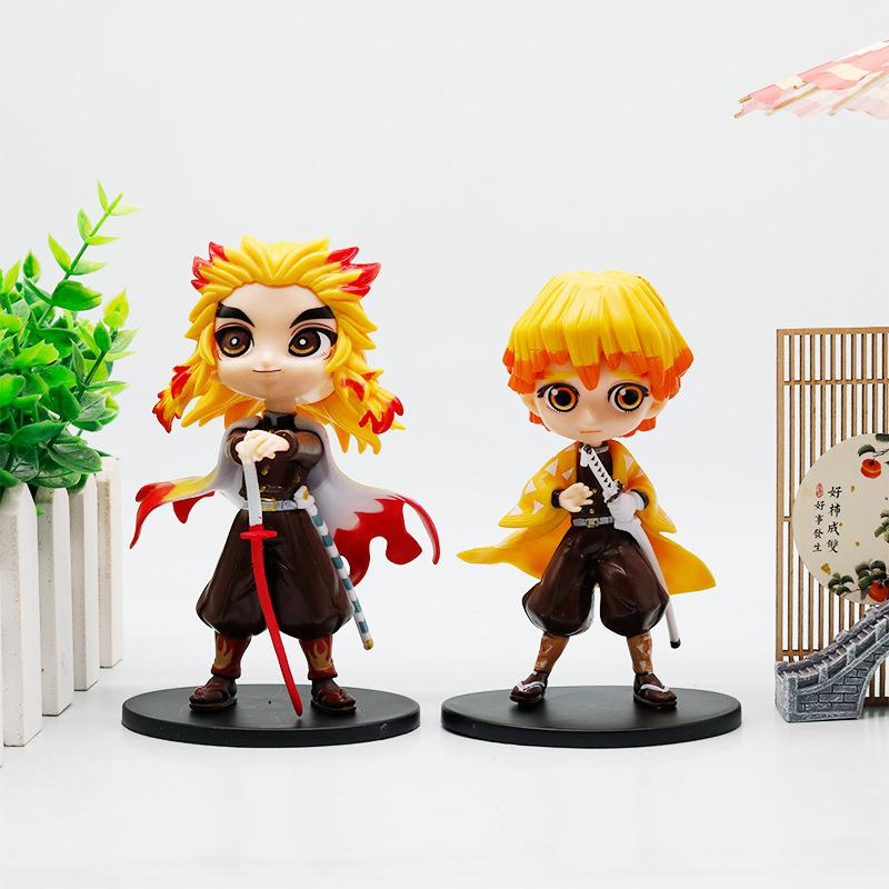 In stock Anime Demon Slayer Figure Doll Toy Nezuko Tanjirou Zenitsu Inosuke Kyoujurou Shinobu Giyuu  Model Toy Kids Xmas Gift