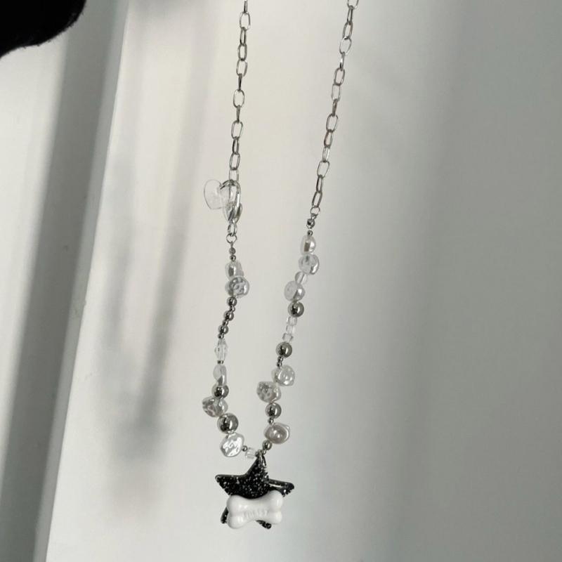 Y2K Star Bone Pendant Necklace for Women Fashion Egirl Emo Punk Grunge Clavicle Chain Fashion Valentines Day Gifts
