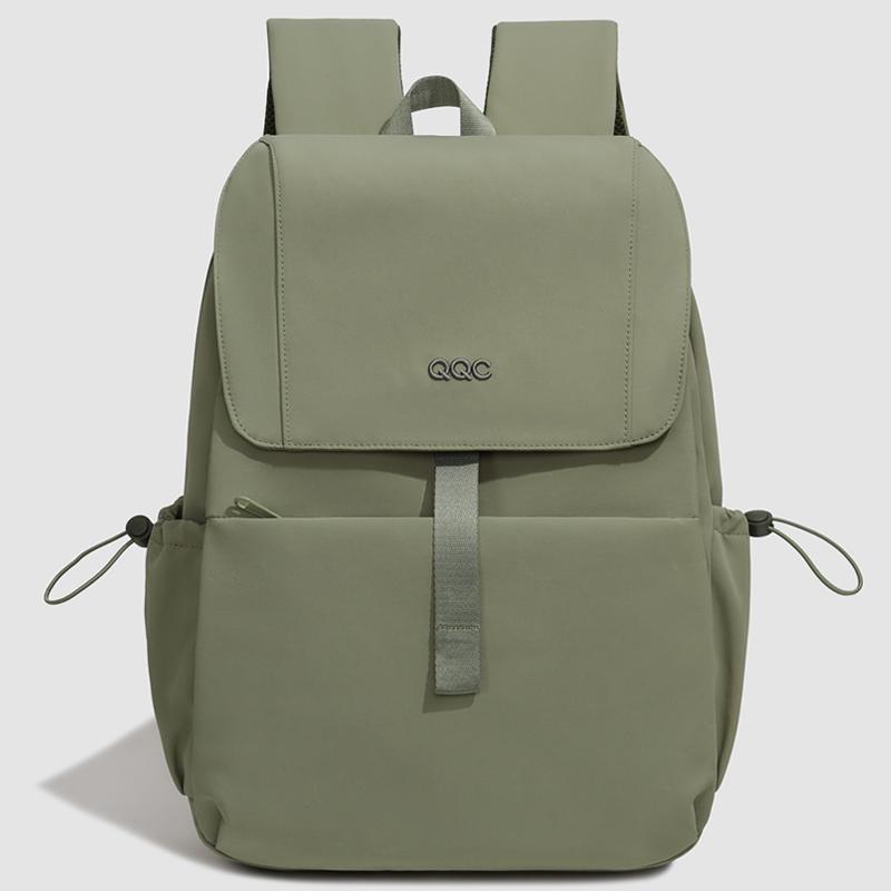 Minimalist Nylon Backpack for Women – Lightweight & Water-Resistant Design with Front Flap and Side Pockets, Perfect for Daily Use