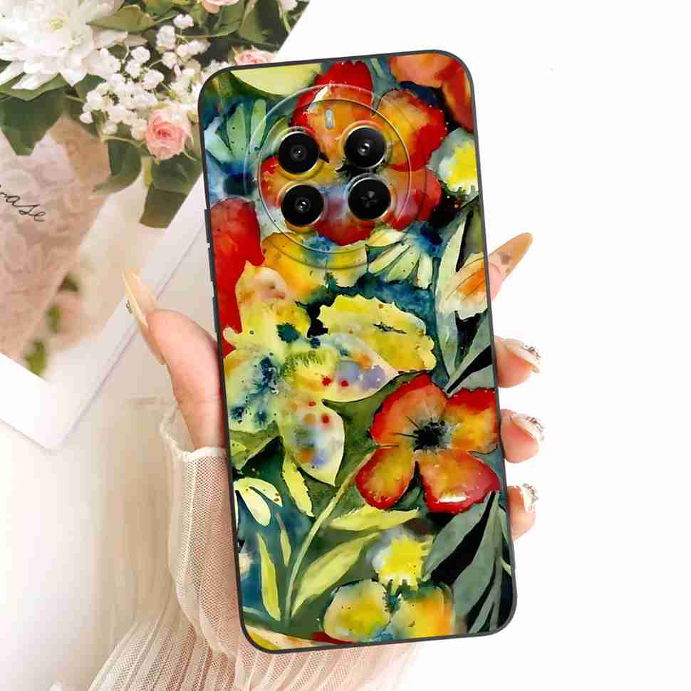 Für Realme 12 Pro 5G Hülle Bunte Blumen Rückseite Weiche Silikon Handyhülle Für Realme 12 Realme12 Pro RMX3842 Taschen Coque Capa