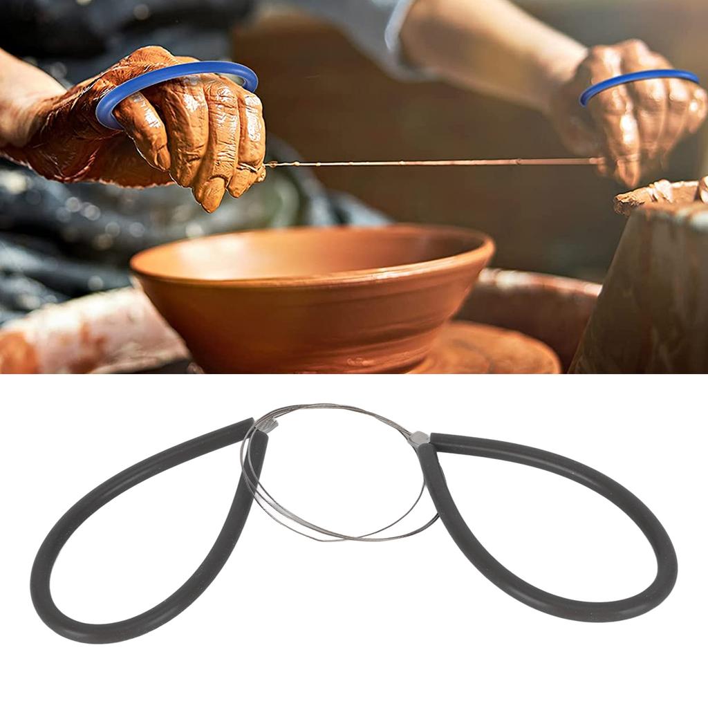 4pcs Clay Cutters Wire Flexible Safe Stainless Steel Cut Off Tools for Clay Artists with Black Hand Pottery Cut Off Tools