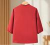 Plus-Size Chinese Style Seven-Sleeve Cardigan Shirt for Middle-Aged and Elderly Women
