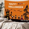 Home bedside room decoration Halloween tapestry, witch skull ghost print hanging cloth, background wall covering