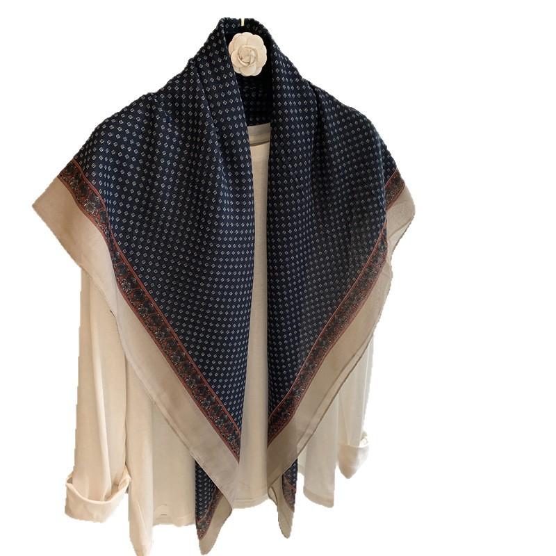 Summer Atmosphere, Wearing a Headscarf, Twill Silk, Imitation Cool Feeling, Retro Rhombus Point Women's Waist Scarf, Silk Scarf, and Square Scarf Outs