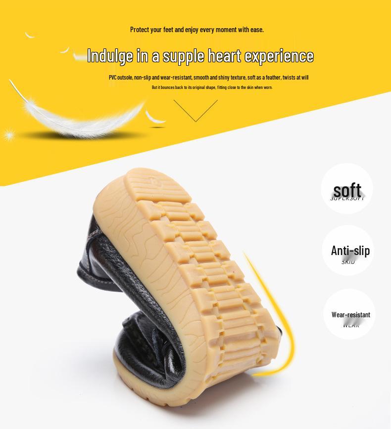 2025 Women's Genuine Leather Cowhide Wedge Heel Shoes - Soft Sole for Middle-Aged & Elderly Moms