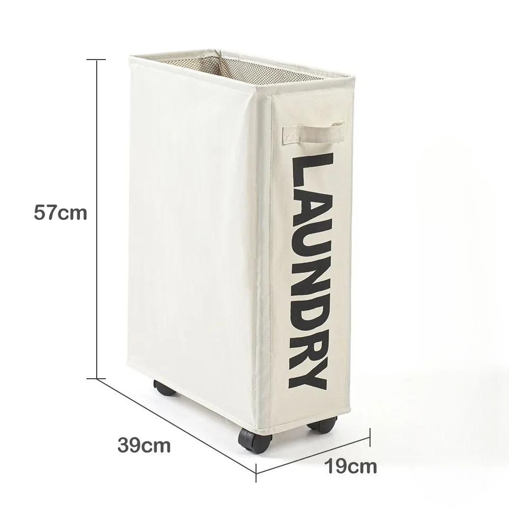 Dustproof Dirty Clothes Basket Foldable Clothing Organizer Dust-proof Fabric Storage Bag Large Capacity Wheeled Storage Basket