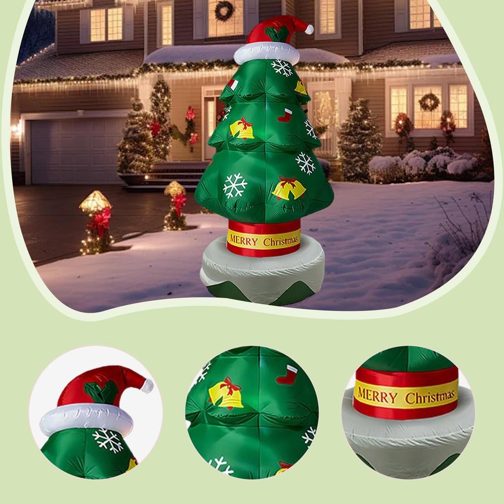 Lighted Up Inflatable Christmas Tree Outdoor Weatherproof Polyester Sculpture for Kids Gift Party Decoration