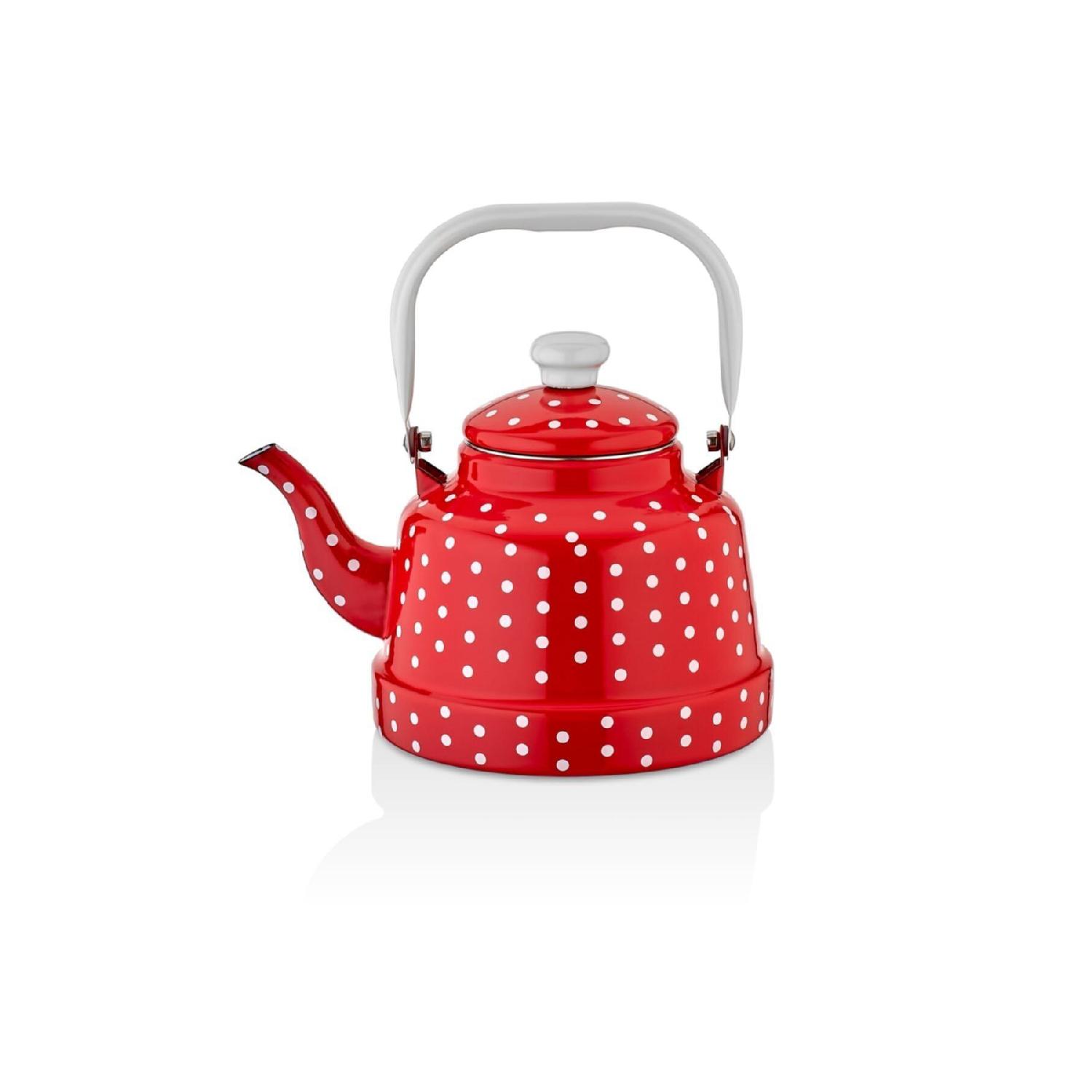 

1.7 L Red Dotted Color - 1.7 Lt Enamel Nostalgic Herbal Teapot Red L
