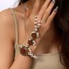 Exquisite Vintage Crystal Round Boho Wrist Bracelet Women Gold Color Finger Ring Chain Zircon Tassel Lady Aesthetic Zircon Set