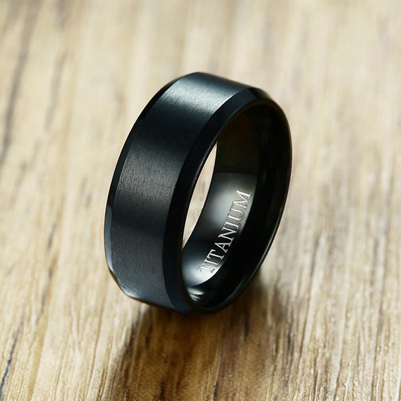 Ikuinen Ring Men Titanium Black Wedding Bands Engagement Ring 8mm Male Finger Rings Jewelry